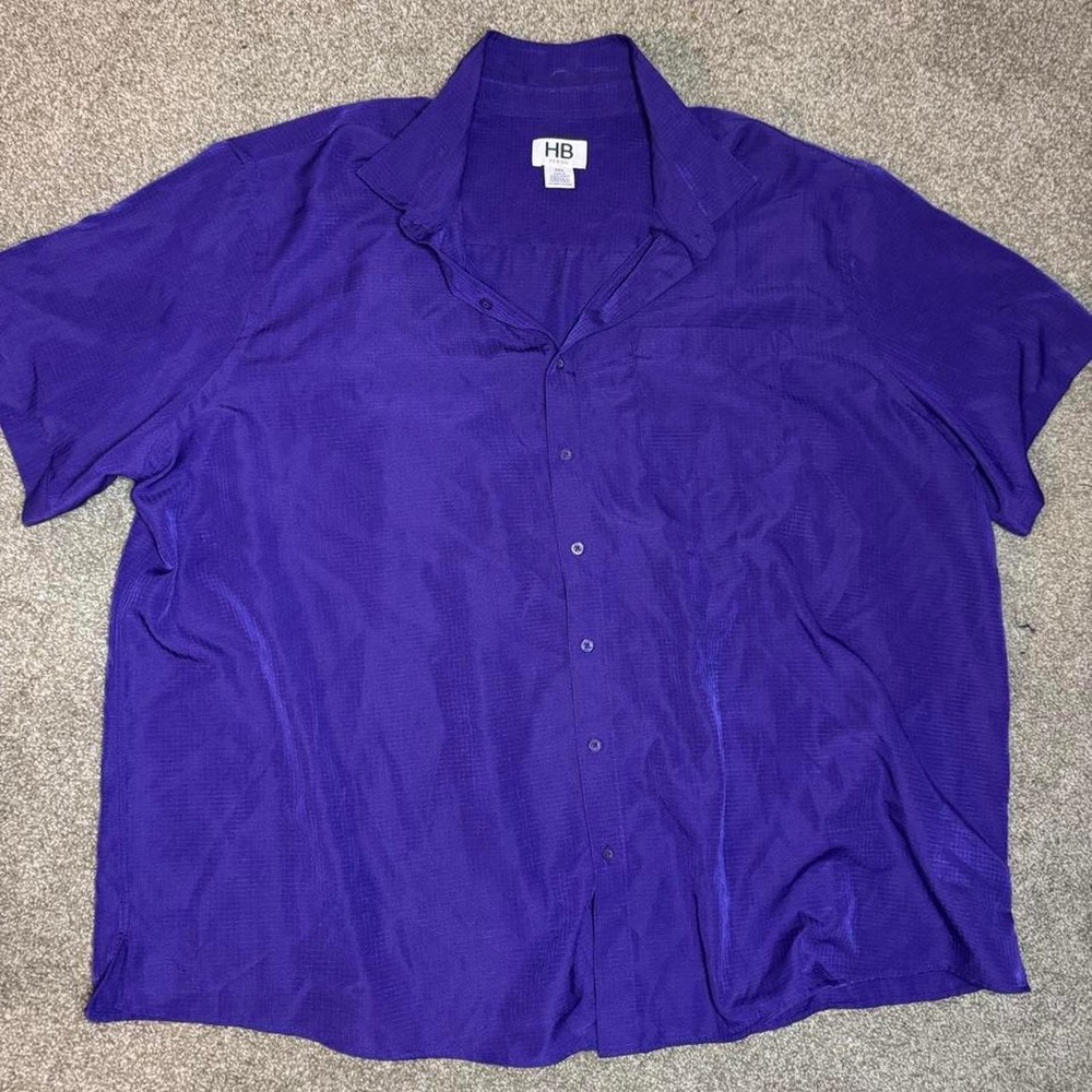 Purple button-up shirt with subtle checkered pattern